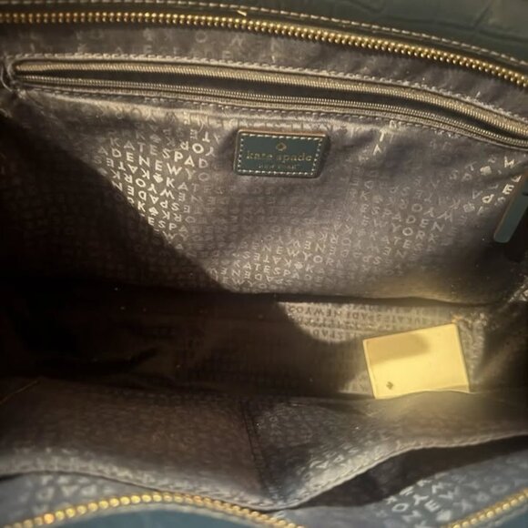 Kate Spade Croc Embossed Bristol Drive Elissa Tote Bag Blue - Picture 2 of 10